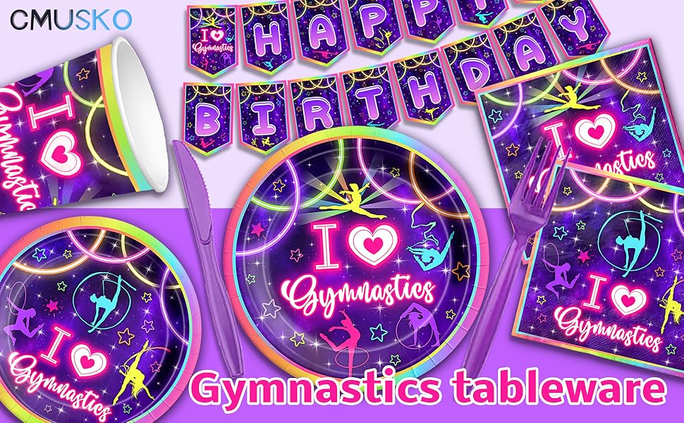 Gymnastics Birthday Party Supplies142Pcs Neno Gymnastics