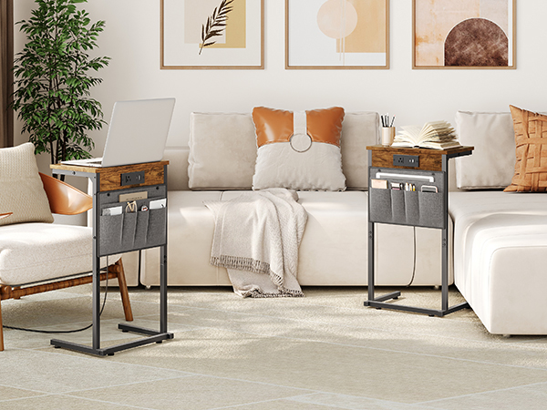 Amazon.com: HOOBRO C Shaped End Table with Charging Station