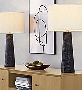 LumiSource Kona 31" Contemporary Polyresin Table Lamp in Matte Black Polyresin, Modern Brass and ...