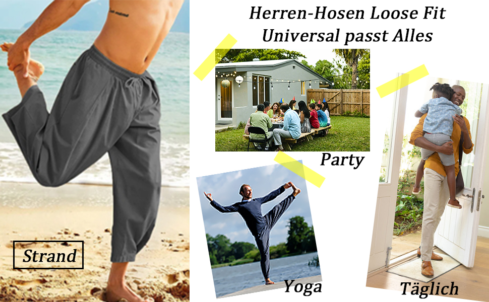 Baumwolle Freizeithose Männer Casual Strandhose Herren Herren Casual Hosen Leinen