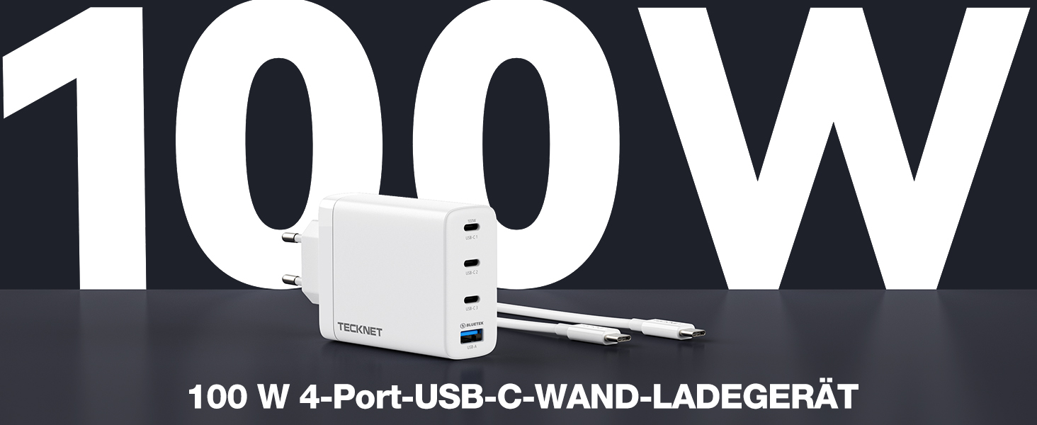 Macbook Ladekabel Leuchtet Grün Lädt Aber Nicht TECKNET USB C Ladegerät 100W, 4-Port Netzteil PD Schnellladegerät PPS