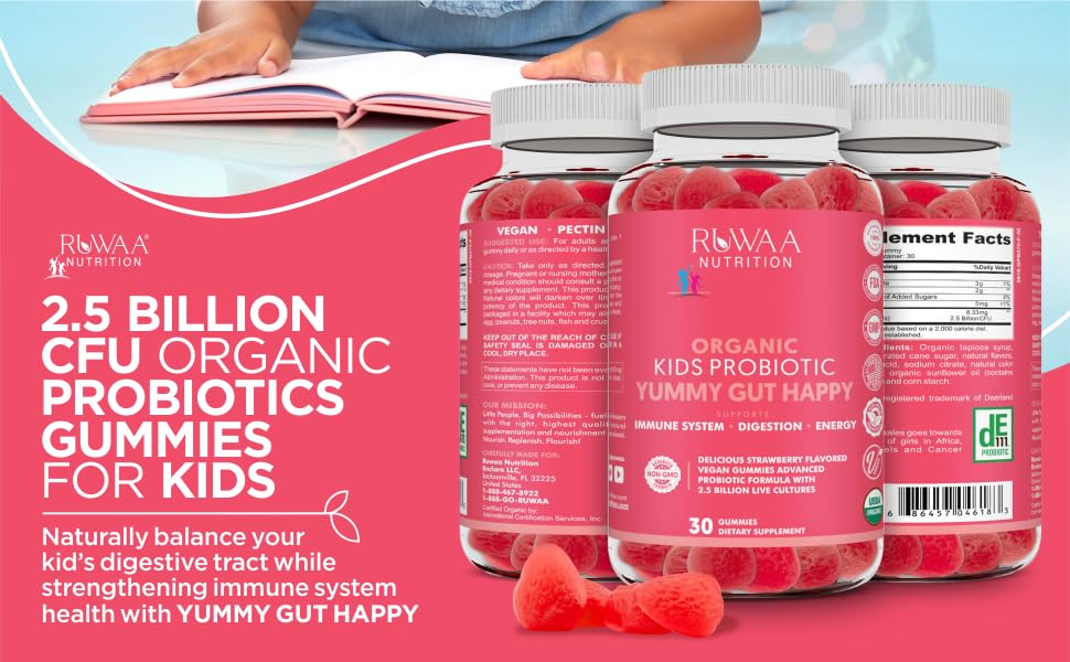 Amazon.com: RUWAA NUTRITION Probiotic Gummies. Organic Kids Probiotic - Are Probiotic Gummies Good For You