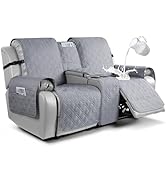 VANSOFY Loveseat Recliner Cover with Console 100% Waterproof Sofa Slipcovers Non-Slip Reclining C...