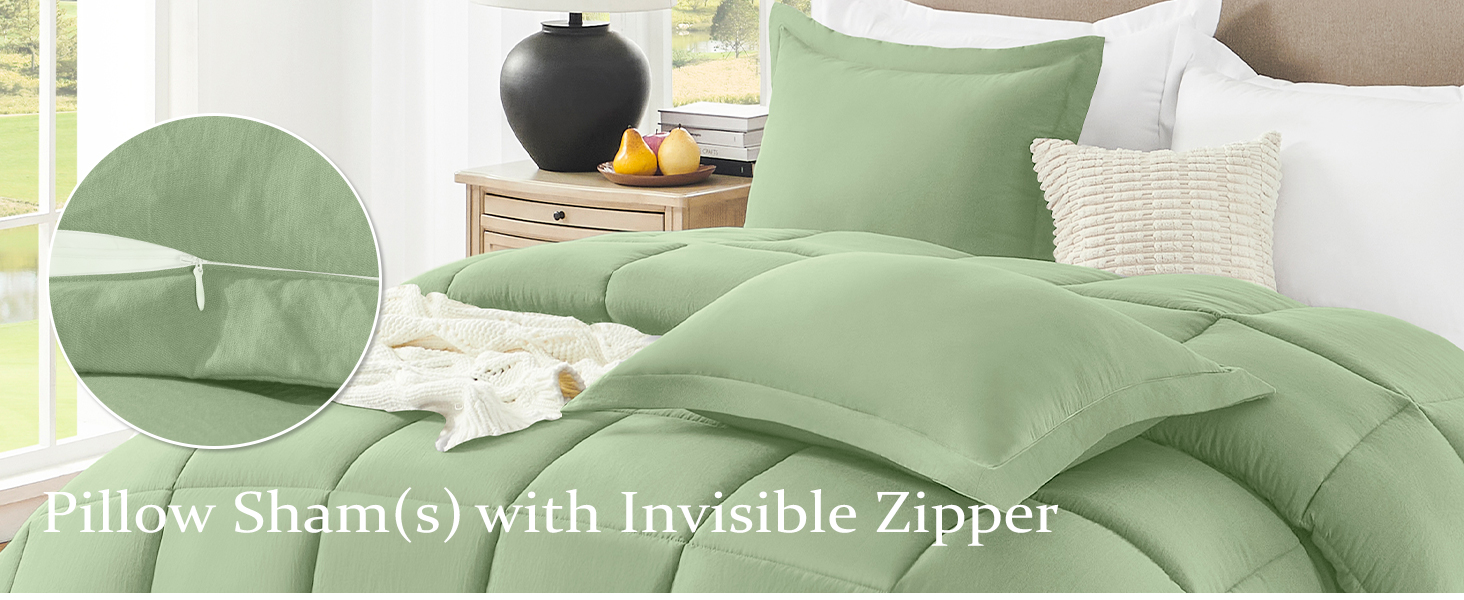 Wellsin Sage Green Comforter Set Twin/Twin XL (66"x92") 2