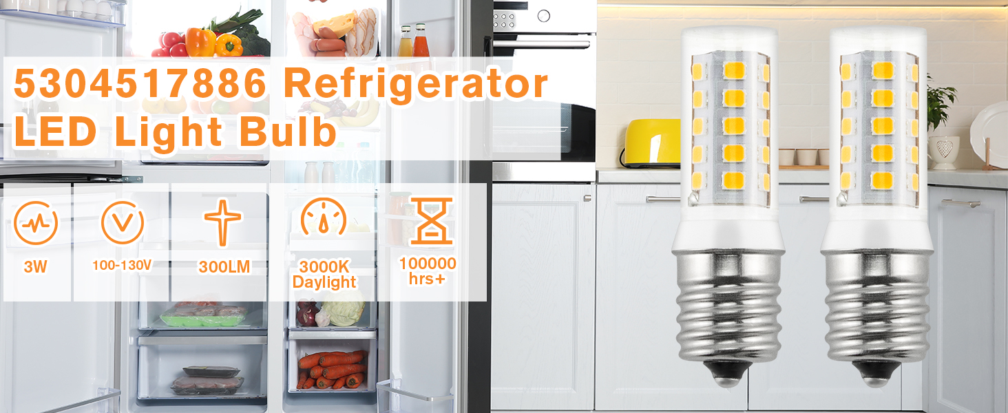 5304517886 KEID28A KEL2811 Refrigerator LED Light Bulb E17 3W AC100130V Fit for