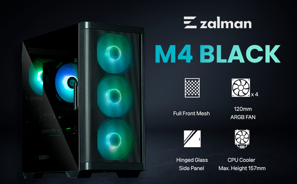 Zalman M4 Black Gaming PC Case mATX