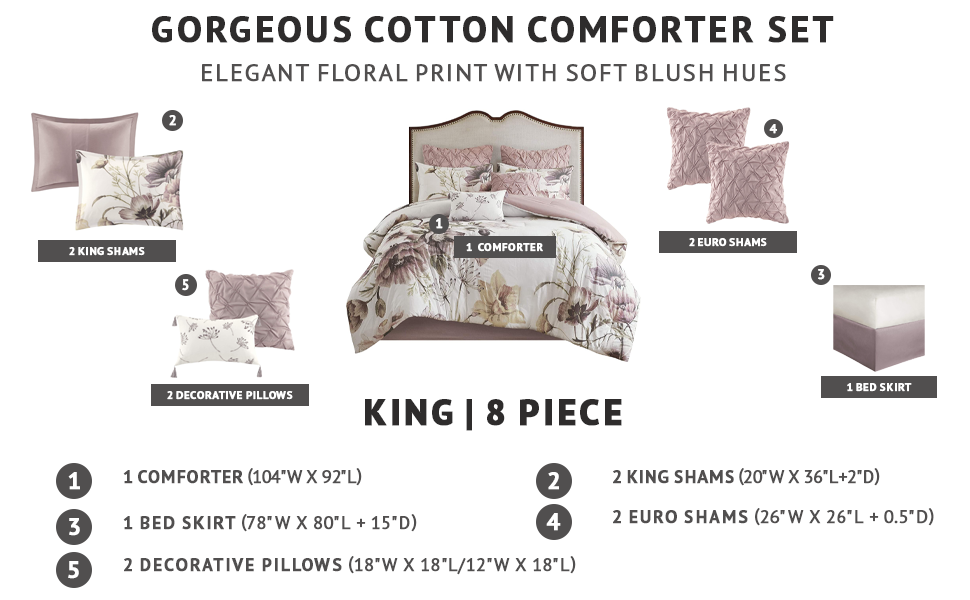 Madison Park Cassandra 100 Cotton Comforter Set Feminine Design