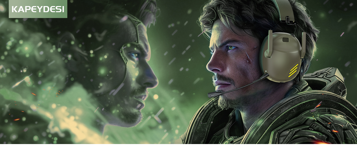 KAPEYDESI wireless gaming headset with microphones for ps4 ps5 pc mac switch nintendo