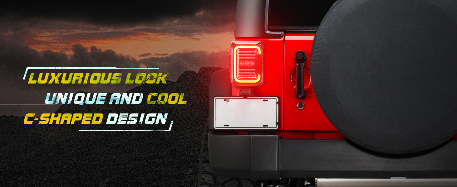 AMONLY LED Tail Light Compatible with Jeep Wrangler JK JKU