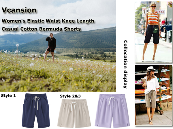 Vcansion Women's Casual Cotton Elastic Waist Loose Comfy