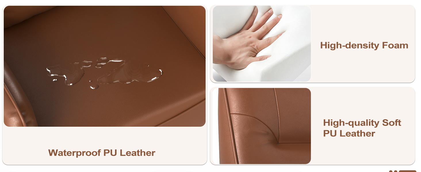 Mid-Century Modern Faux Leather Accent Chair for Living Room