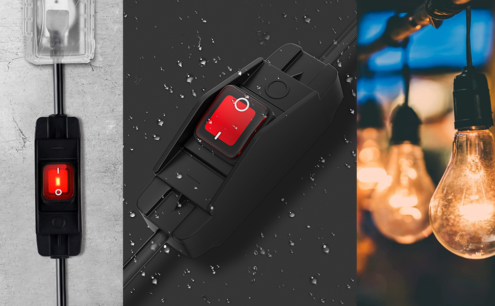 3 Prong Extension Cord with Waterproof Switch, HITRENDS