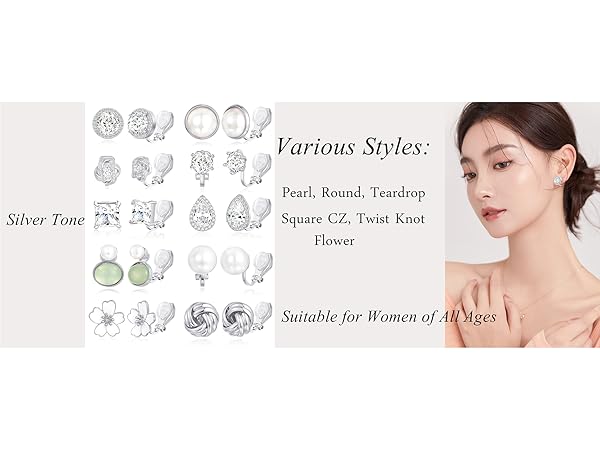 Amazon.com: Tornito 10 Pairs Clip on Stud Earrings Non Amazon.com: Tornito 10 Pairs Clip on Stud Earrings Non