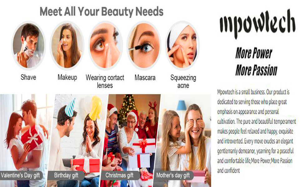 Rechargeable Makeup Mirror with Lights, Portable Travel Lighted Vanity Mirror