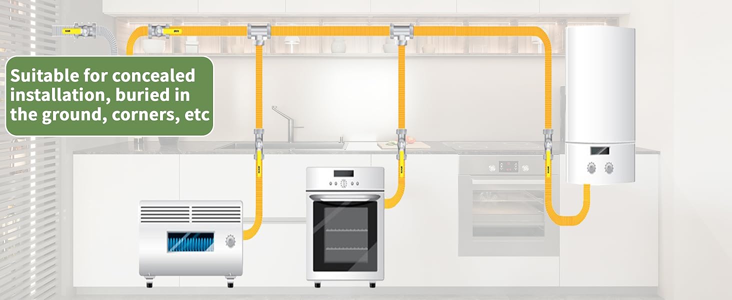 Gasoray 100ft 1/2" CSST Gas Line, Corrugated Stainless Steel Tubing