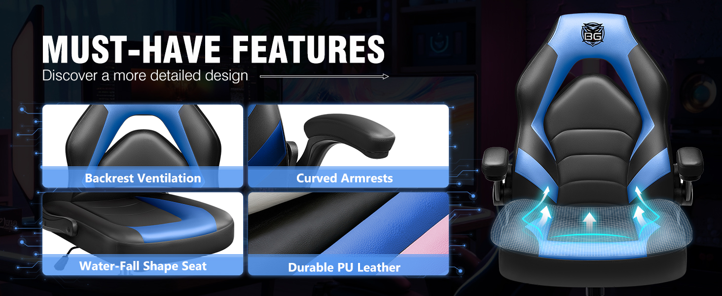 0c2af3c8-bde7-4f26-bca1-7c0ff0ae314e.__CR0,0,1464,600_PT0_SX1464_V1___ Gaming Chair, Leather High-Back Home Office Desk Chair with Flip-Up Arms, Ergonomic Padded Rolling Wheels Swivel Tilt Gamer Computer Chair with Comfy Lumbar Support, Height Adjustable, Pink