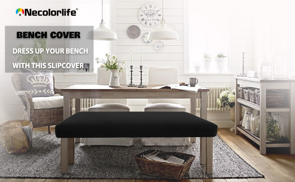 NeColorLife Dining Bench Cover Stretch Jacquard Fabric