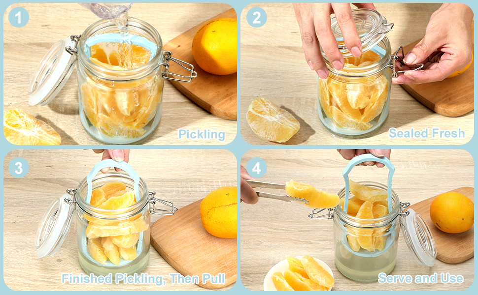 2 Pack Glass Pickle Jar with Strainer, 25oz Pickle