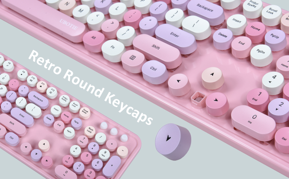 UBOTIE Colorful Computer Wireless Keyboard Mice Combo