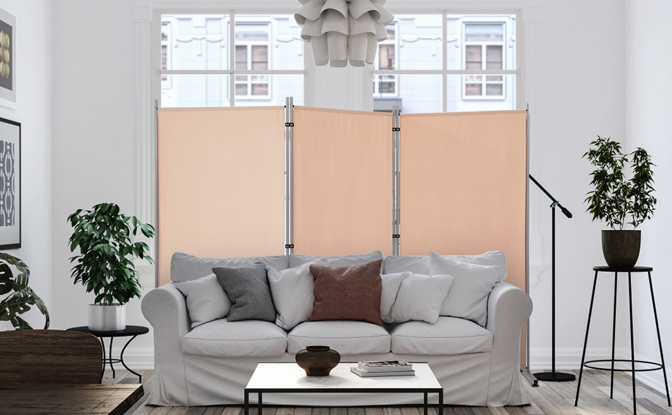 Esright 3 Panel Office Room Divider, 6 Ft Tall Folding Privacy Screen