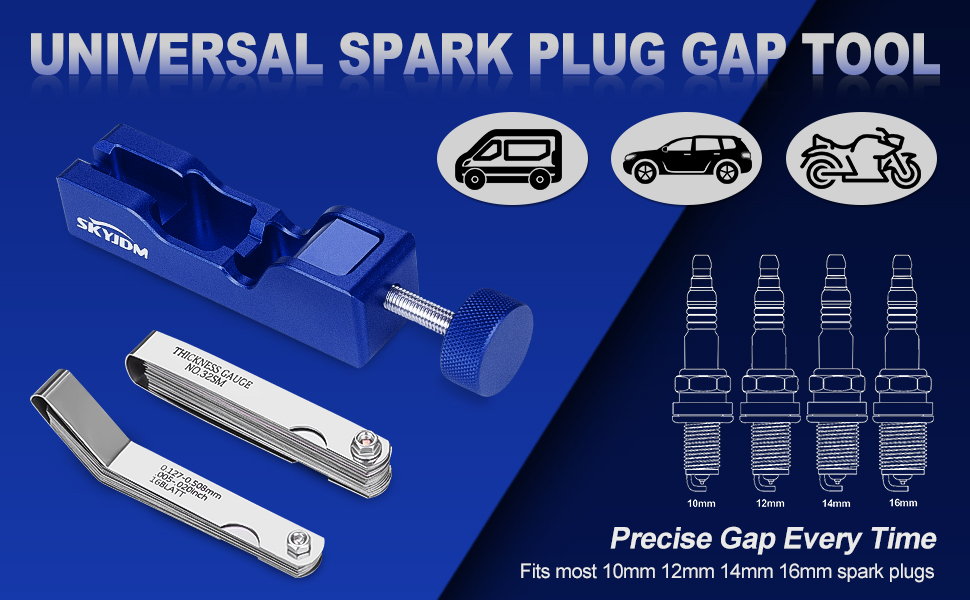 SKYJDM Universal Spark Plug Gap Tool with 32 Blades Feeler