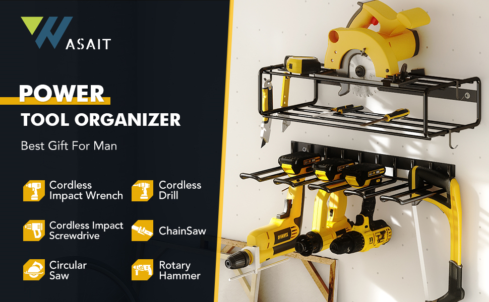 Power Tool Organizer and Storage Rack Cordless Drill Tools Organizers Holder Garage Tool Storage