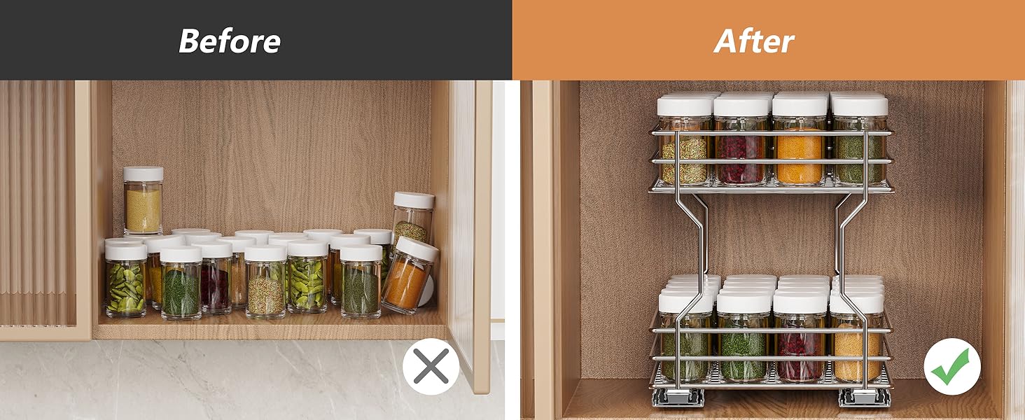 ROOMTEC Pull Out Spice Rack Organizer for (6" W X