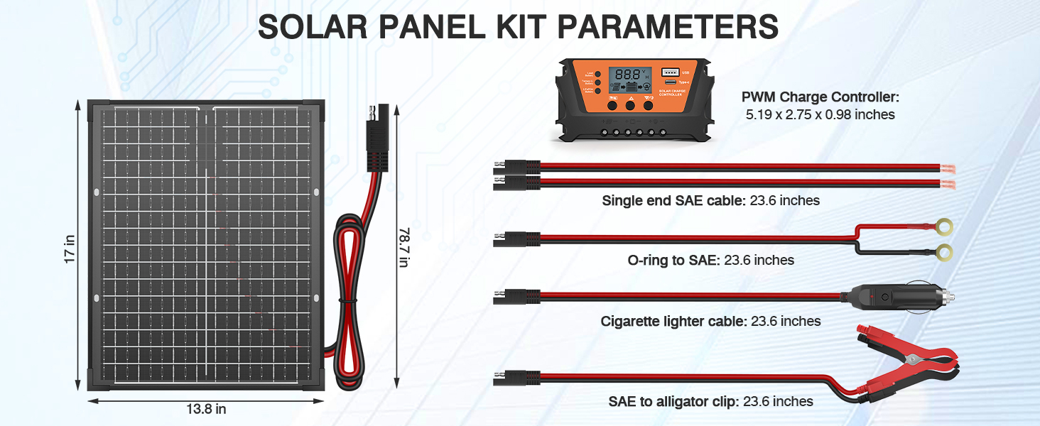 20W Solar Panel Kit 12v Solar Panels Battery Charger + Pwm