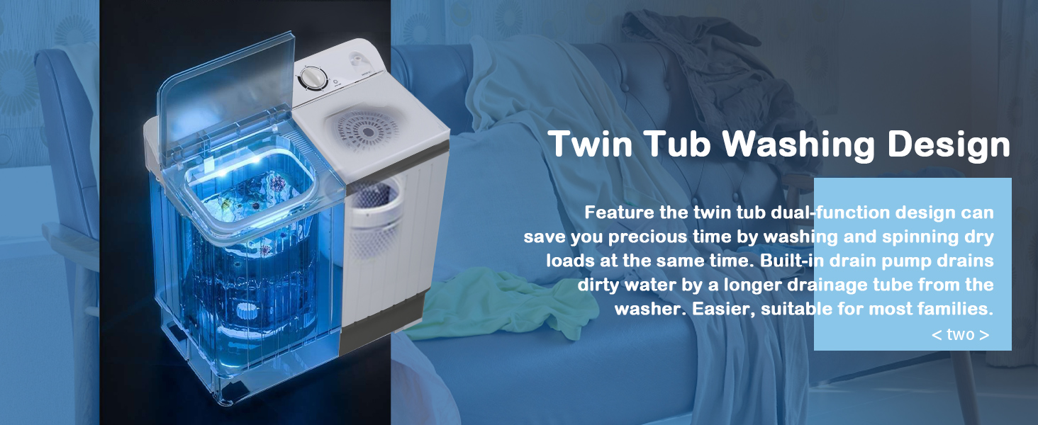 Portable Washing Machine, Compact Twin Tub Portable Washer