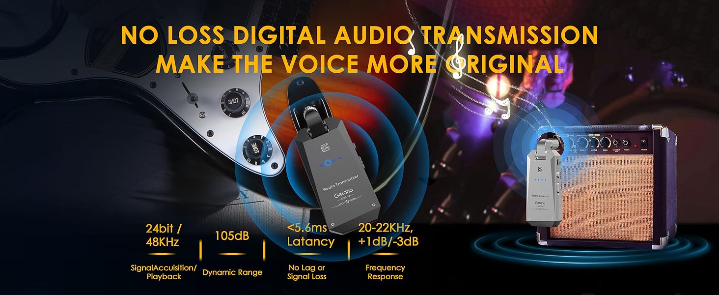 Wireless Guitar Transmitter Receiver Bass Digital 2.4Ghz/5.8GHz 2.4G UHF NEW EBa