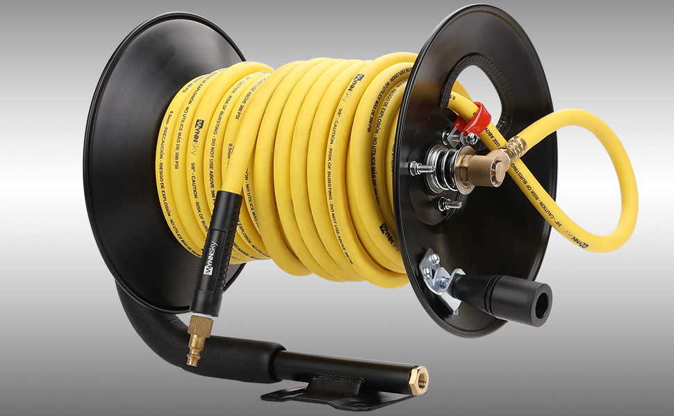 WYNNsky Manual Hose Reel, Suitable for 100FT Air Compressor Hose with 1/4’’ NPT Threads