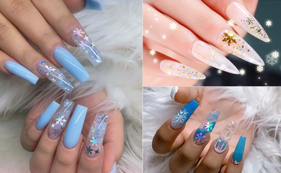 Weihnachten Schneeflocke Nagel Pailletten Glitter