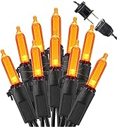 Brizled Orange Halloween Lights, 33ft 100 LED Halloween String Lights, 120V UL Certified Connecta...