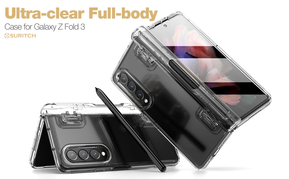 SURITCH Compatible with Samsung Galaxy Z Fold 3 Case【with Front Screen