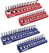 WORKPRO Magnetic Socket Organizer Set, 4-Piece Socket Holder Set Includes 1/4
