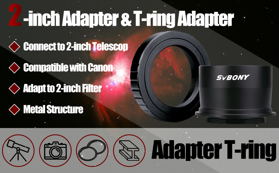 Svbony Telescope Camera Adapter 2" Telescope Mount Adapter Telescope