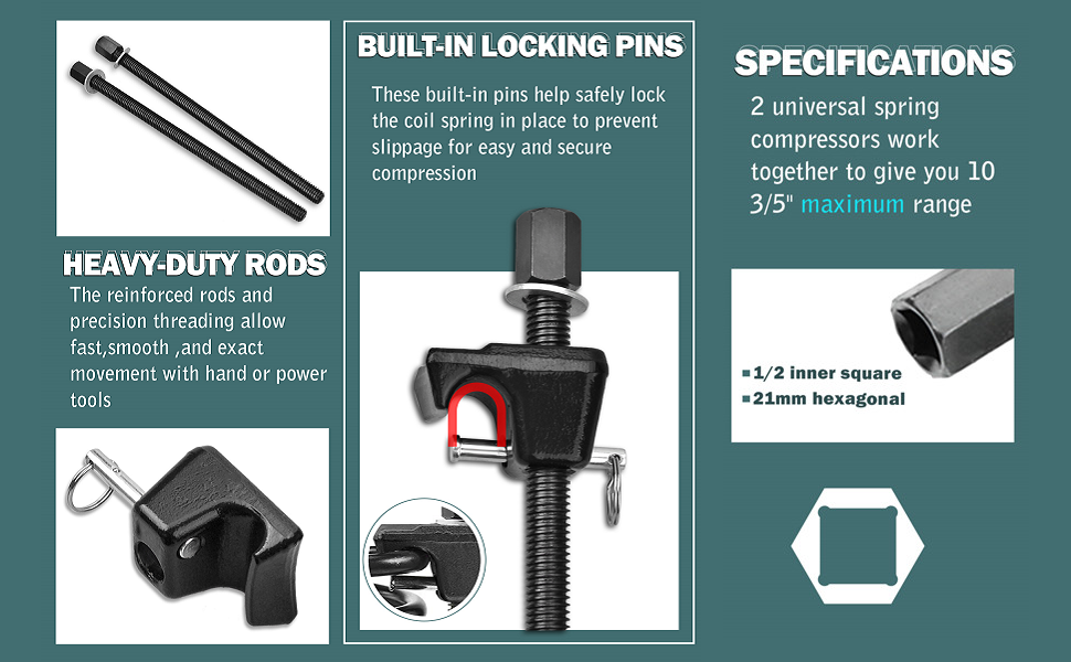 Prokomon Spring Compressor, 111/2" Macpherson Strut Spring Compressor