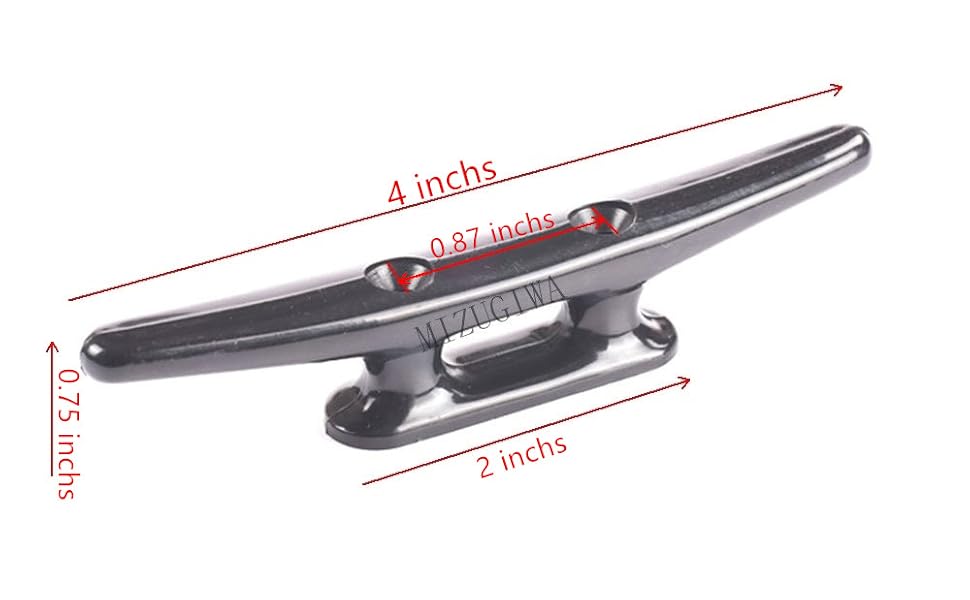 MIZUGIWA Nylon Cleat 4 inch Dock Cleats Black Boat Kayak