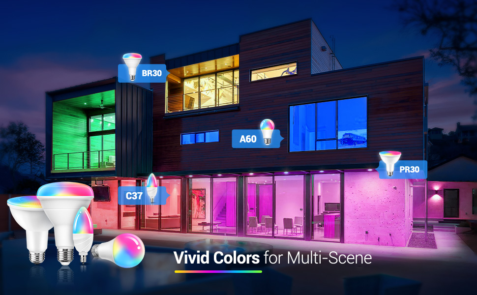 JandCase BR30 Color Changing Light Bulb, RGB+Warm+Cool White LED Flood