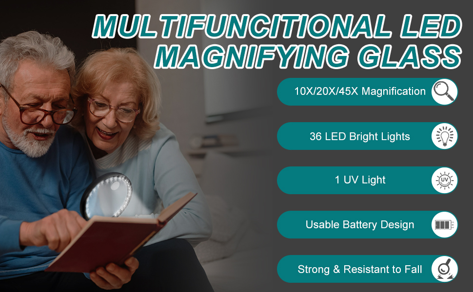 magnifying glass with light and uv light
