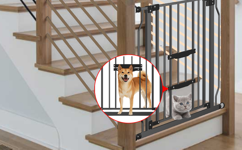 Pet Gate with Cat Door, Jidsotr 33" Tall Baby Gate with Cat
