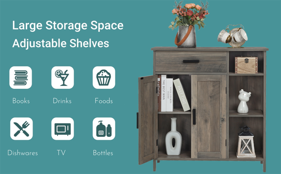 WEENFON Storage with Doors and Shelves, Floor