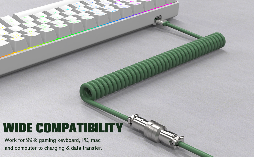 MAMBASNAKE C01 Coiled Keyboard Cable, Pro Custom USBC Aviator Cable