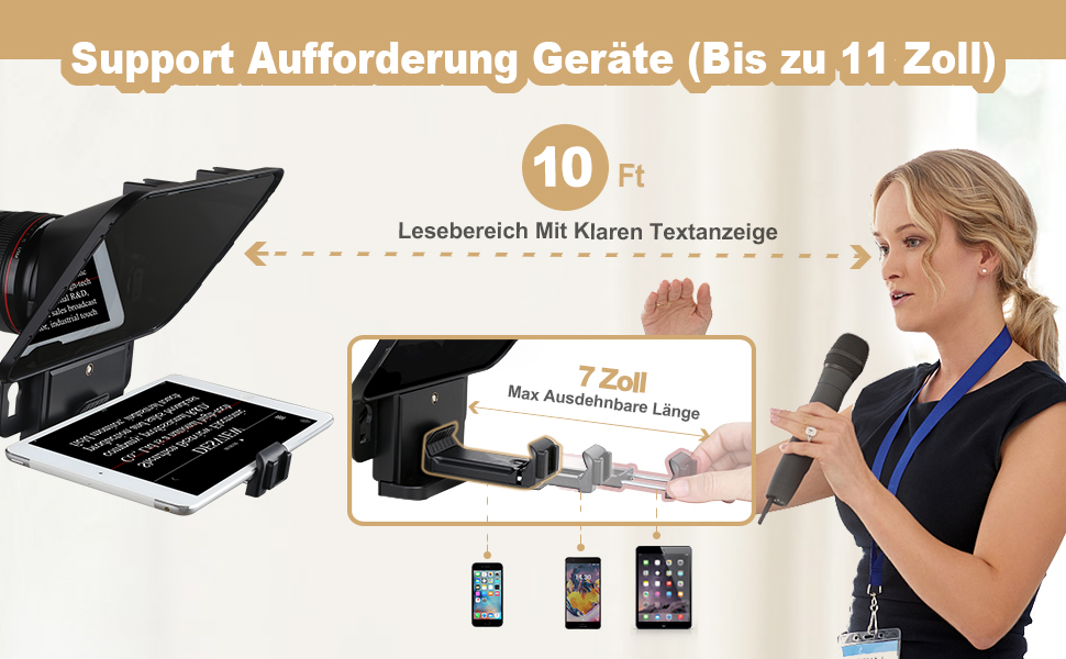 Desview T3 Teleprompter mit Fernbedienung für Smartphone Tablet Kamera
