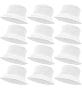 Anzices 12 Pack Bucket Hats for Women Men, Solid Color Unisex Packable Sun Hat Fishman Cap for Ho...