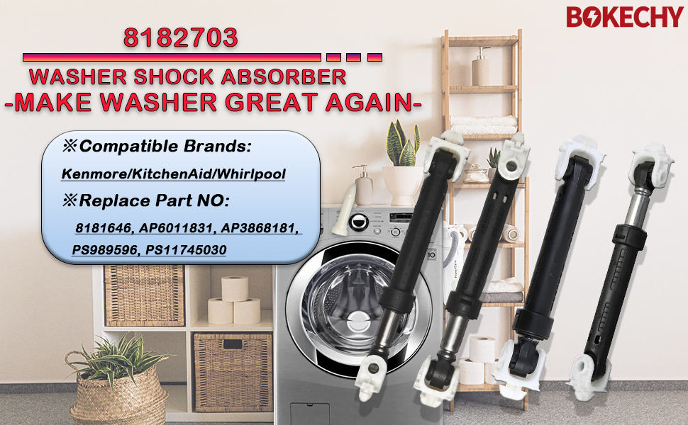 BOKECHY 8182703 Washer Shock Absorbers 4 Pcs Replacement