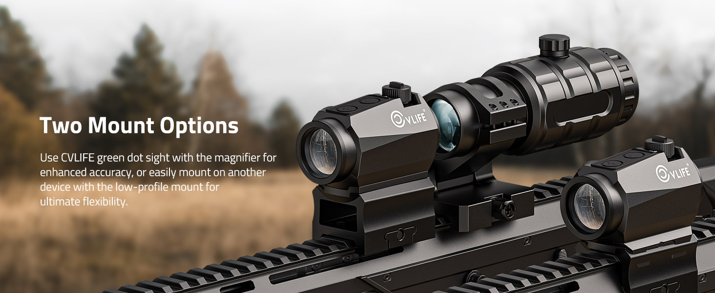 Two mount options - CVLIFE JackalHowl Green Dot Sight & 3X Magnifier Combo Set