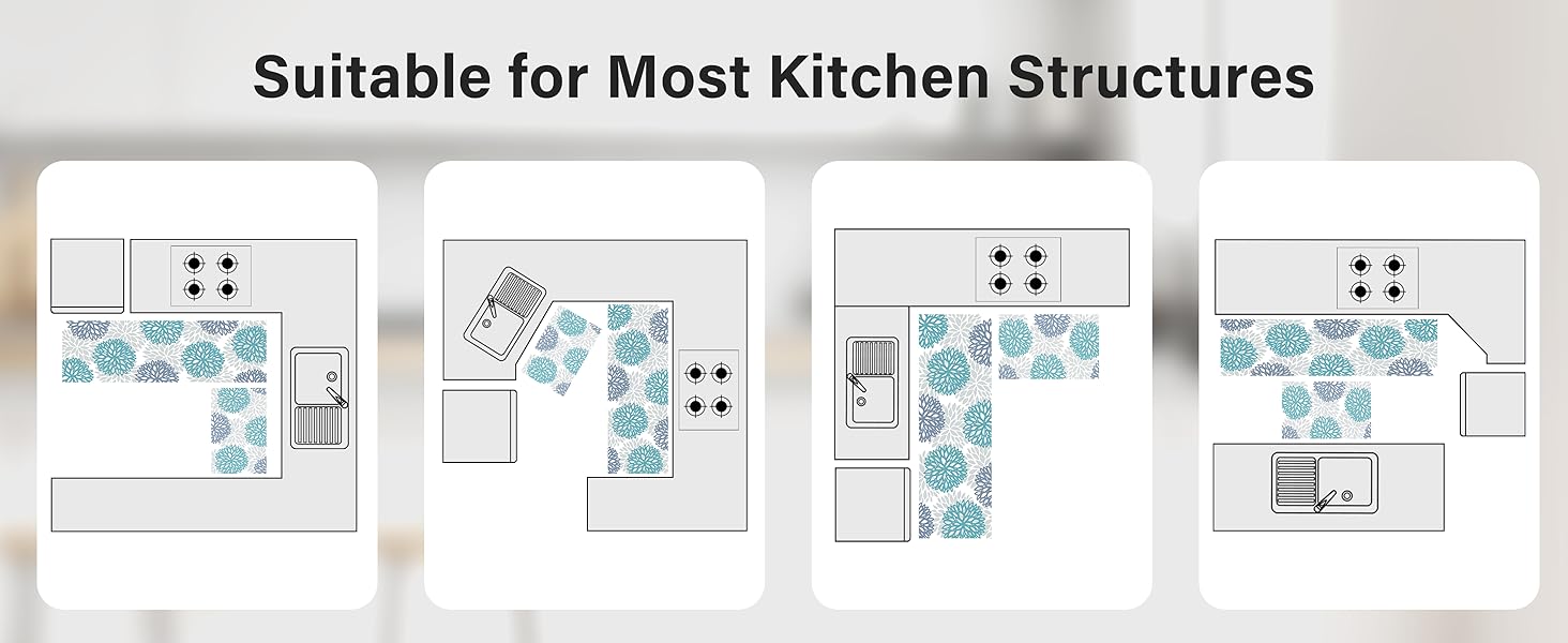 Dahlia Kitchen Mats for Floor Cushioned Anti Fatigue