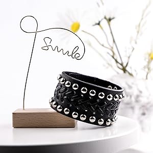 Amazon.com: Eigso Punk Leather Bracelet for Men and Women