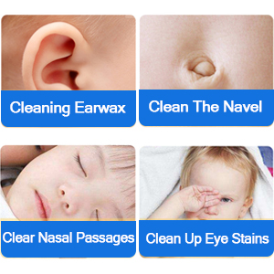 Suitable for cleaning ears/navel/nose/eyes. 